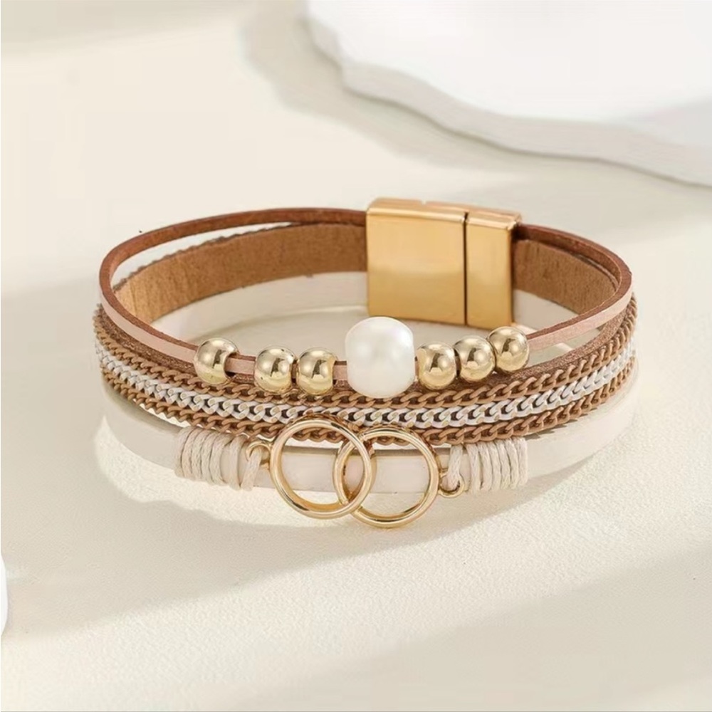 Layered Bohemian, Preppy & Contemporary Beaded Bracelet NWT
